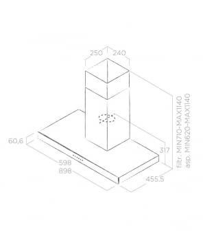 ELICA JOY WHIX/A/90 CAMPANA INOX CRISTAL BLANCO 90CM 713M3/H - 3