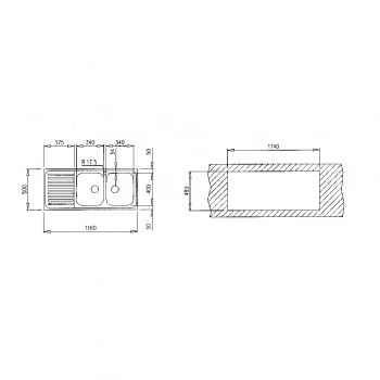 TEKA CLASSIC 2C 1E REV SF FREGADERO INOX 2 CUBETAS ESCURRIDOR - 3
