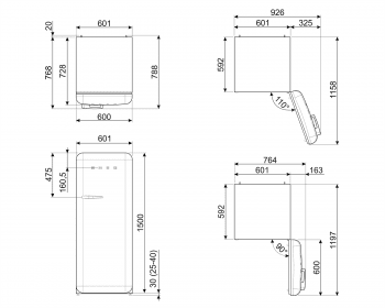 Smeg FAB28RPG5 Frigorífico-Congelador Verde 153x60x72,8cm | 1 Puerta | Apertura Derecha | A+++ | ¡Envío Gratis! - 8