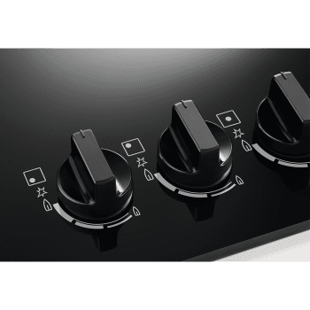 Placa de Gas Zanussi ZGO68330BA Negra de 60 cm con 3 Fuegos (1 Wok) Termopar Parrillas hierro fundido - 5