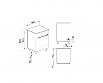 SMEG C6IMX9 Cocina de Inducción | Diseño Clásico 60 x 60 | 1 Horno Eléctrico | Acero Inoxidable | A - 2