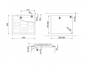 SMEG SR264XGH2 Placa de Gas 60 cm Acero Inoxidable con 4 quemadores | Envío Gratis - 2