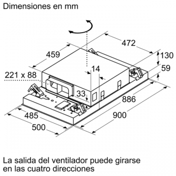 Bosch DRC96AQ50 Extractor de techo de 90 cm en Acero Inoxidable | Control Placa-Campana | Wifi Home Connect | B | Serie 6 - 9