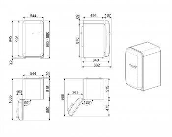 Smeg FAB10LWH2 Frigorífico Mini 55 cm en color Blanco | MonoPuerta con Apertura a la Izquierda | A++ | ¡Envío Gratis! - 4