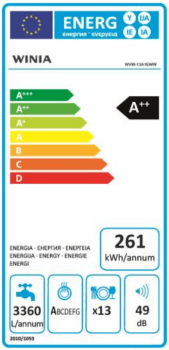 Lavavajillas Winia WVW-13A1EWW Blanco para 13 servicios con 6 programas de lavado | Clase A++ - 2