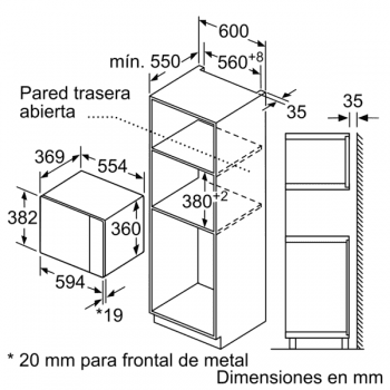 Microondas Integrable Balay 3CG5175B0 de 60 cm Blanco 5 niveles a 900 W | Con Grill de 1200 W | Limpieza Aqualisis - 6