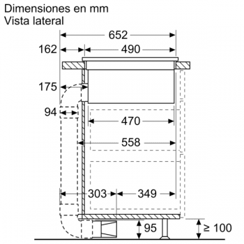 Placa de Inducción Bosch PVQ731F25E de 70 cm a 622 m³/h con 2 Zonas de cocción combinadas | Con campana integrada | Clase B - 4