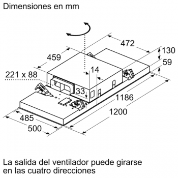 Extractor de Techo Siemens LR26CBS20 Blanco de 120 cm con una potencia de 734 m³/h | WiFi Home Connect | Motor iQdrive Clase B | iQ500 - 9