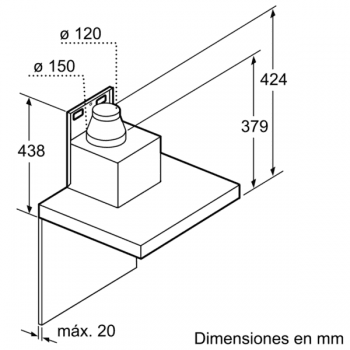 Campana de Pared Decorativa Siemens LC77BHP50 Metallic de 70 cm con una potencia de 674 m³/h | Motor iQdrive Clase A | iQ500 - 7