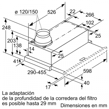 Campana Telescópica Extraíble Siemens LI64MB521 en Plata Metalizado de 60 cm con una potencia de 389 m³/h | Motor iQdrive Clase B | iQ100 - 8