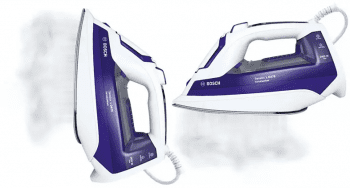 Plancha de Vapor Bosch TDA752422V Sensixx'x Blanca y Morada de 2400 W | AntiShine| SensorSecure | Stock ⭐