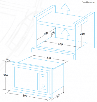 Microondas Edesa EMW-2020-I X Integrable de acero Inoxidable, 20 L a 700 W | Stock - 2