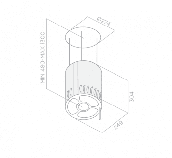 ELICA NAKED IX/F/25 CAMPANA SUSPENDIDA INOX 25CM 515M3/H - 3