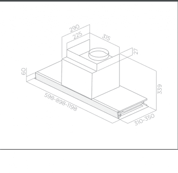 ELICA FILO IX/A/90 CAMPANA ENCASTRE INOX CRISTAL BLANCO 581M3/H - 4