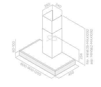ELICA SPOT NG H6 IX/A/90 CAMPANA INOX 90CM 352M3/H - 2