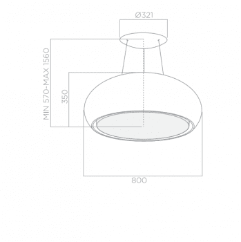 ELICA SEASHELL IX/F/80 CAMPANA SUSPENDIDA INOX BRILLANTE 400M3/H - 2