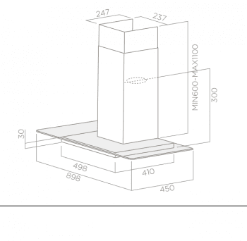 ELICA FLAT GLASS PLUS IX/A/70 CAMPANA INOX CRISTAL 70CM 603M3/H - 3