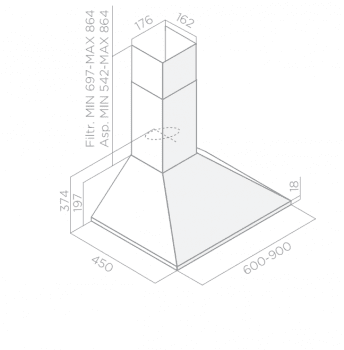 ELICA MISSY IX/A/90 708283 CAMPANA INOX 90CM 368M3/H - 3