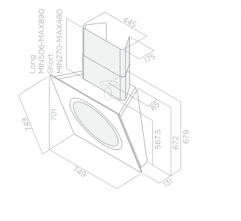 ELICA OM AIR BEAUTY/F/75 CAMPANA VERTICAL CRISTAL 75CM 669M3/H - 2