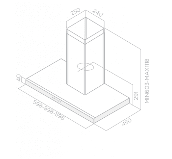 ELICA MOON IS IX/A/60X90 CAMPANA ISLA INOX 691M3/H - 5