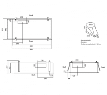 THERMEX NEWCASTLE MEDIO INOX 900mm CAMPANA INTEGRADA EN TECHO 90X50CM 453M3/H - 3