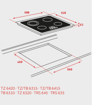 TEKA TB 6415 VITROCERAMICA 4 ZONAS MAX 21CM BISEL FRONTAL - 2