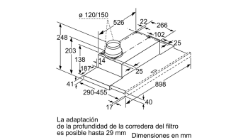 BALAY 3BT849X CAMPANA TELESCOPICA INOX 90CM 400M3/H - 3