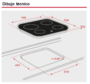 TEKA TC PRO 6400 VITROCERAMICA 4 ZONAS MAX 21CM BISELADO DIAMANTE - 2