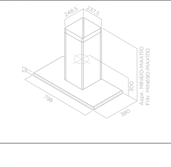 ELICA GALAXY WHIX/A/80 CAMPANA CRISTAL BLANCO INOX 80CM 647M3/H - 3