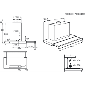 Campana Extraíble AEG DPB5950M INOX de 60CM | Super silencioso y potente 647M3/H - 7