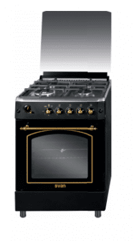 SVAN SVK6601RN COCINA GAS BUTANO RUSTICA NEGRA 4 FUEGOS