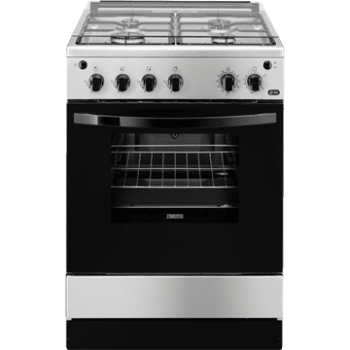 Cocina a Gas Zanussi ZCG61281XA Inox de 85 x 60 cm con 4 quemadores gas butano y Horno de Gas con Grill Clase A
