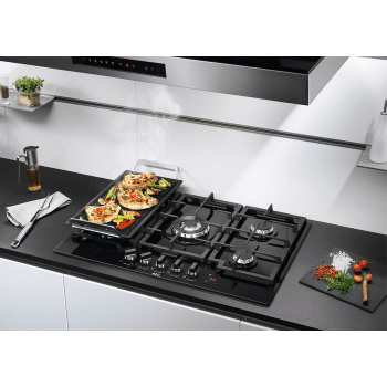 Placa de Gas AEG HKB75540NB Cristal Negro 5 Fuegos 75cm con función Hob2Hood - 2