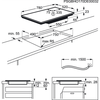 Placa de Inducción AEG IKE84445FB Flexible de 80 cm con 4 zonas Max 32 cm Maxisense PowerBoost Hob2Hood - 4