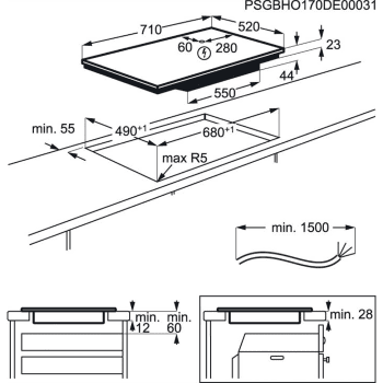 Placa de inducción de AEG IKE74471FB Flexible 70CM con 4 ZONAS Flexibles MaxiSense Plus - 4