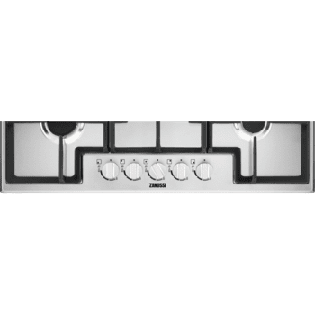 Placa de Gas Zanussi ZGH76524XS Inox de 75 cm con 5 quemadores (1 Wok) Termopar Parrillas de hierro fundido - 2