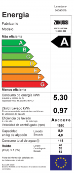 Lavadora Secadora Zanussi ZWT816PCWA Integrable de 8 kg lavado y 4 kg secado a 1600 rpm AutoAdjust Motor Inverter A - 7