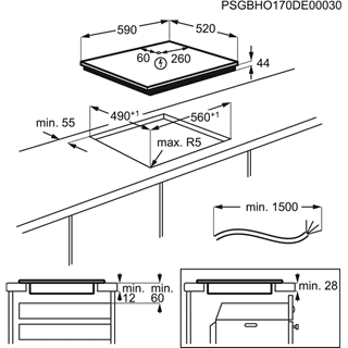 Placa de Inducción Zanussi ZIL6370CB de 60 cm con 3 Zonas Power 1 doble de 28 cm Función Pausa Anclaje Easy-fix sin marco - 5