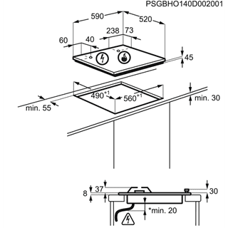 Placa de Gas Zanussi ZGH66424XS Inox de 60 cm con 4 Quemadores (1 Wok) Termopar Parrillas de hierro fundido - 5