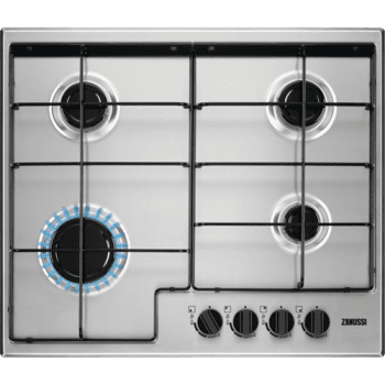 Placa de Gas Zanussi ZGH65414XA Inox de 60 cm con 4 Quemadores Termopar Parrillas Esmaltadas