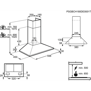 Campana de pared Zanussi ZHC62462XA Inox de 60 cm con 3 velocidades a 420 m³/h Clase D - 5
