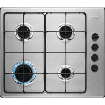 Placa de Gas Zanussi ZGH62417XA Inox de 60 cm con 4 Quemadores Termopar Parrillas Esmaltadas