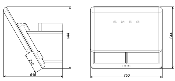 SMEG KFAB75BL CAMPANA NEGRA INCLINADA 75CM 820M3/H A+ AÑOS 50 - 6