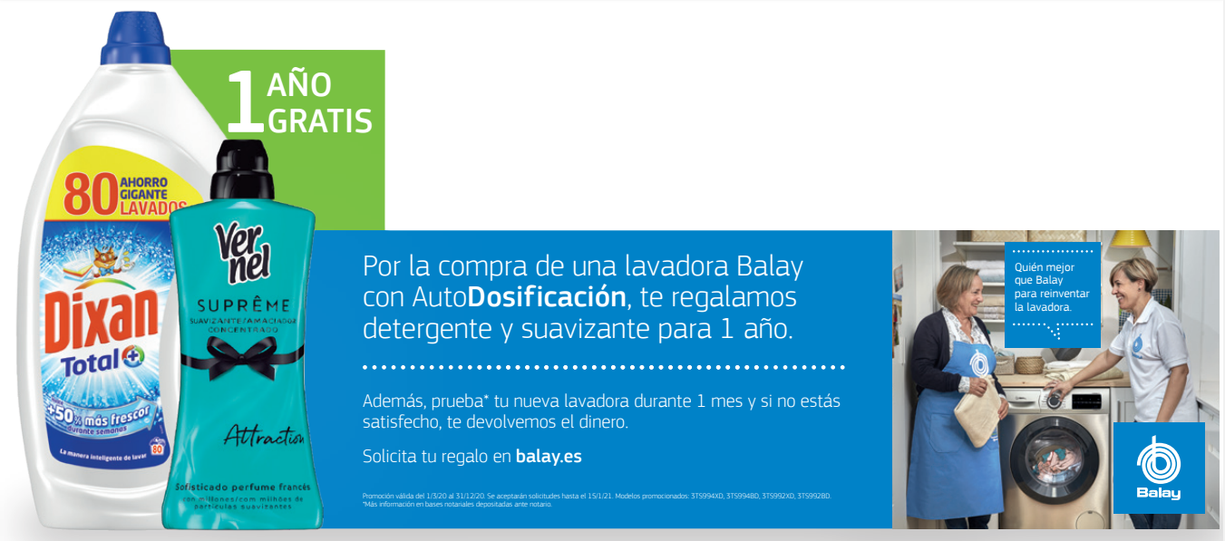 Promoción Balay 1 año de detergente gratis