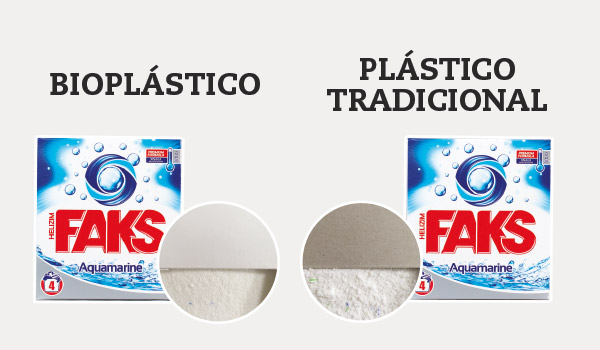 Envases de detergente de bioplástico vs plástico tradicional