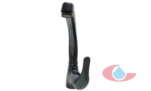 Monomando fregadera caño fundido oroel negro