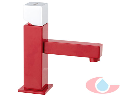 Monomando-lavabo-gaudí-rojo-combinado-con-cromo