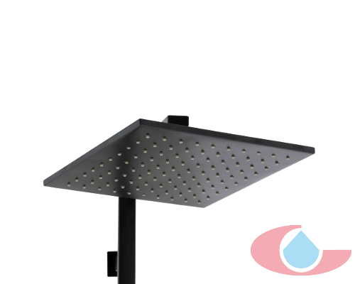 Detalle rociador Laton 20x20 negro mate