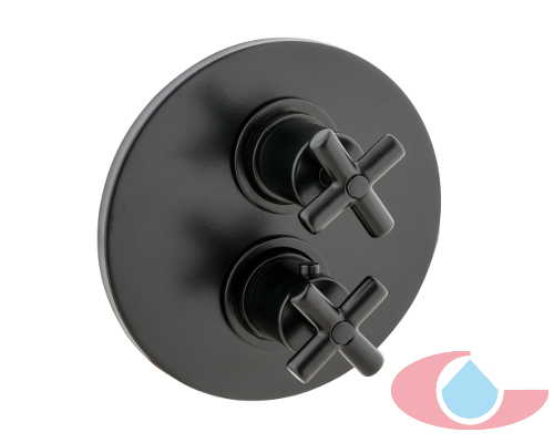 Mezclador termostático ducha Jalón de empotrar 2 vias negro mate