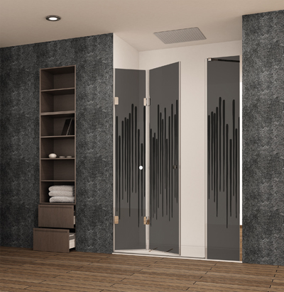 Mampara de vidrio negro y estilo industrial